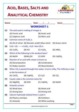 Grade-10-Chemistry-Olympiad: Acid, Bases, Salts and Analytical