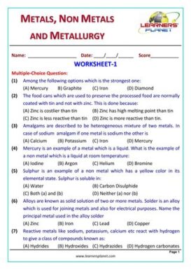 Grade-10-Chemistry-Olympiad: Metals & Non Metals & Metallurgy