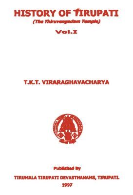 History Of Tirupati Vol I